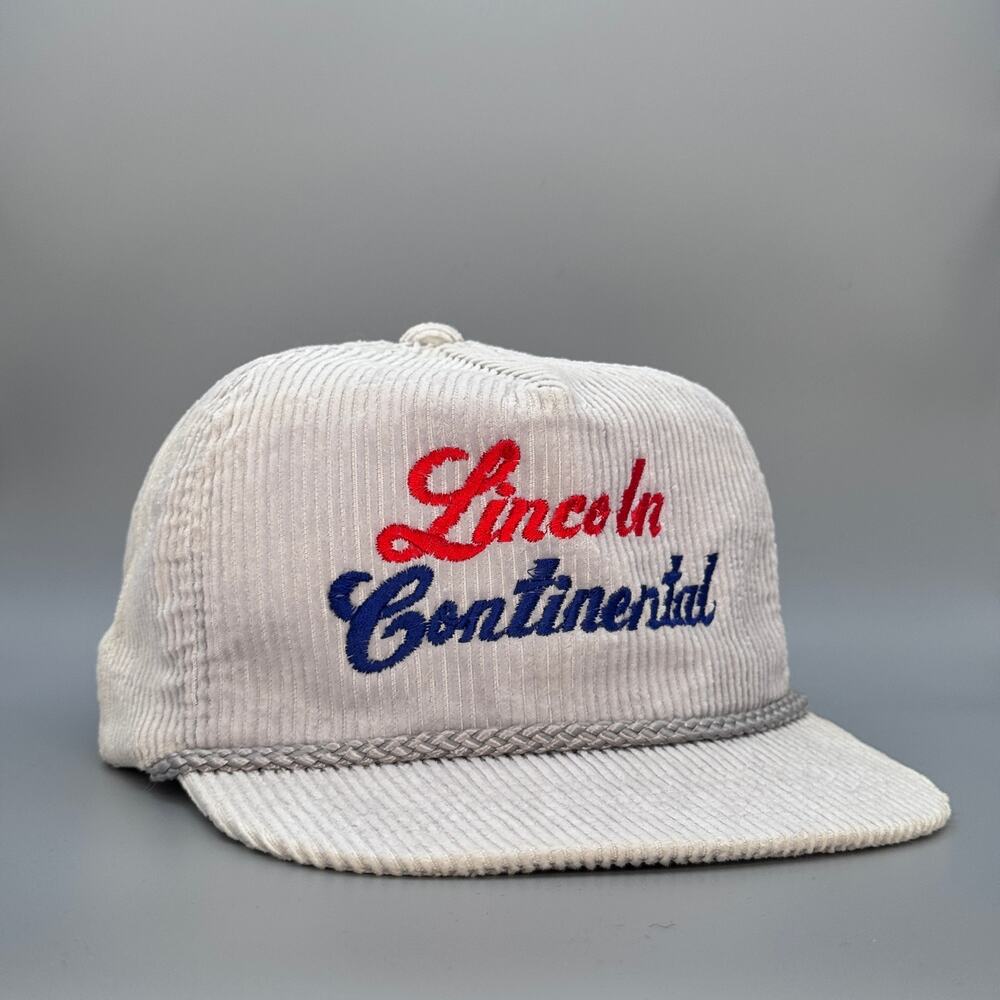 Vintage '80s Lincoln Continental Corduroy strapback hat